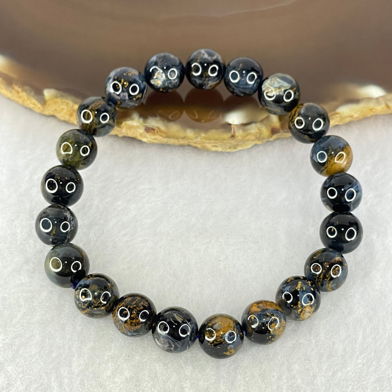Good Grade Natural Petersite Beads Bracelet 21.95g 16cm 9.4mm 21 Beads - Huangs Jadeite and Jewelry Pte Ltd
