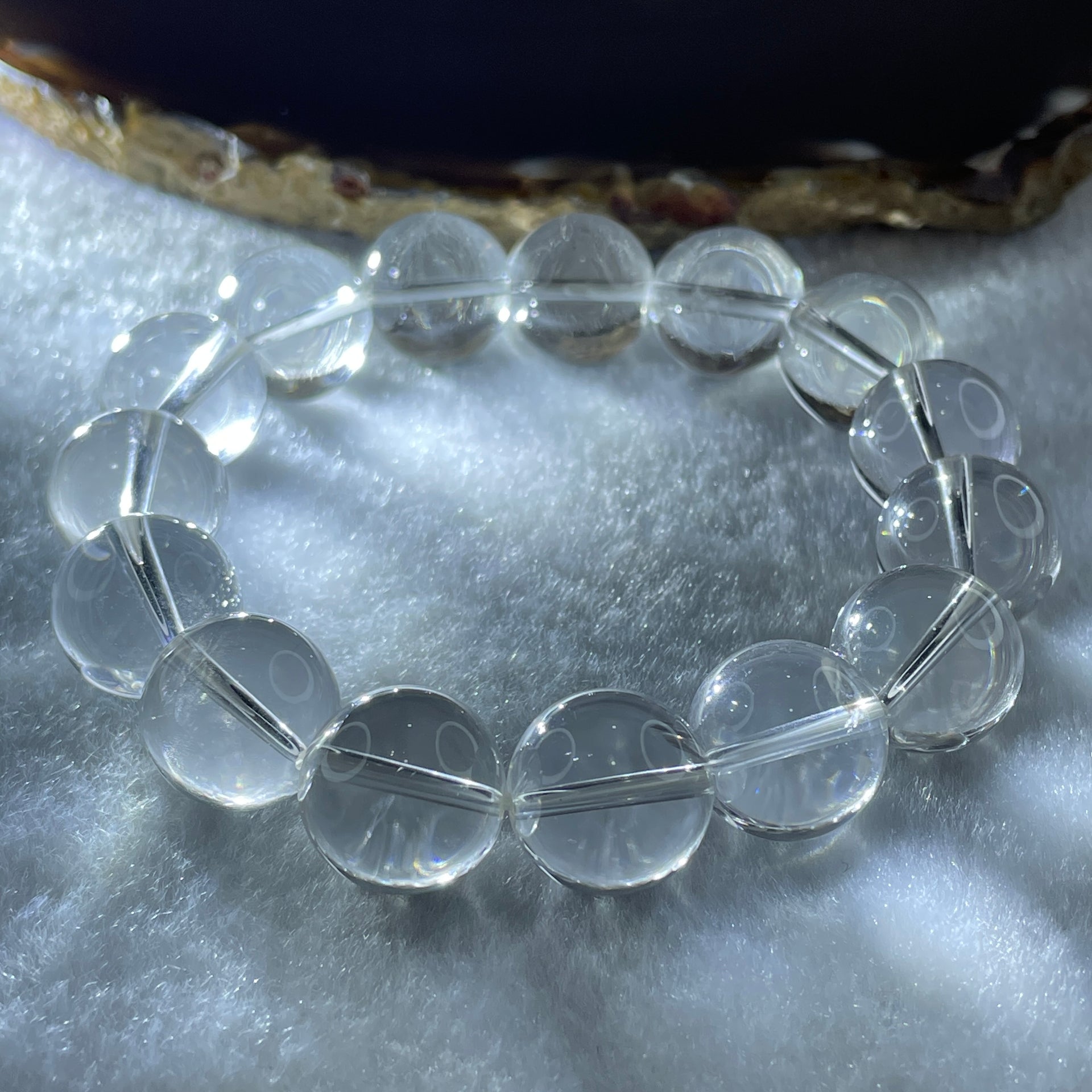 Natural Clear Quartz Beads Bracelet 60.66g 16.5cm 14.4mm 15 Beads - Huangs Jadeite and Jewelry Pte Ltd