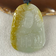 Grand Master Type A Faint Blueish Green with Yellowish Brown Jadeite Good Vs Evil Pendant 22.60g 60.3 by 43.3 by 4.0mm - Huangs Jadeite and Jewelry Pte Ltd