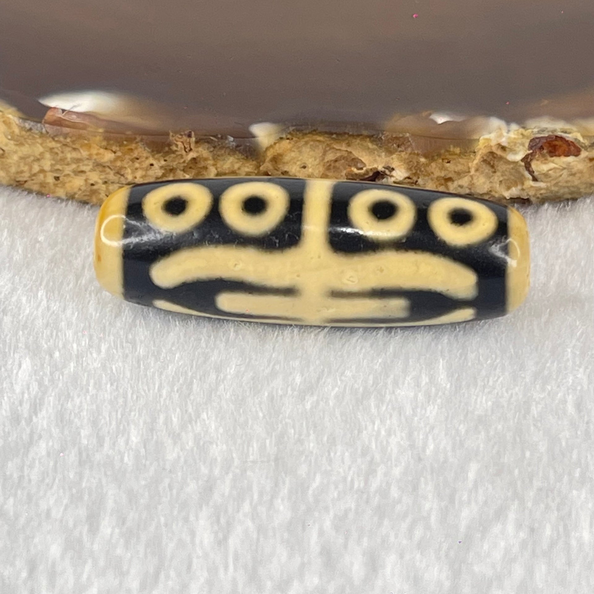 Natural Powerful Tibetan Old Oily Agate Water Lines 8 Eyes Dzi Bead Heavenly Master (Tian Zhu) 水纹八眼天诛 9.97g 37.9 by 13.0mm - Huangs Jadeite and Jewelry Pte Ltd