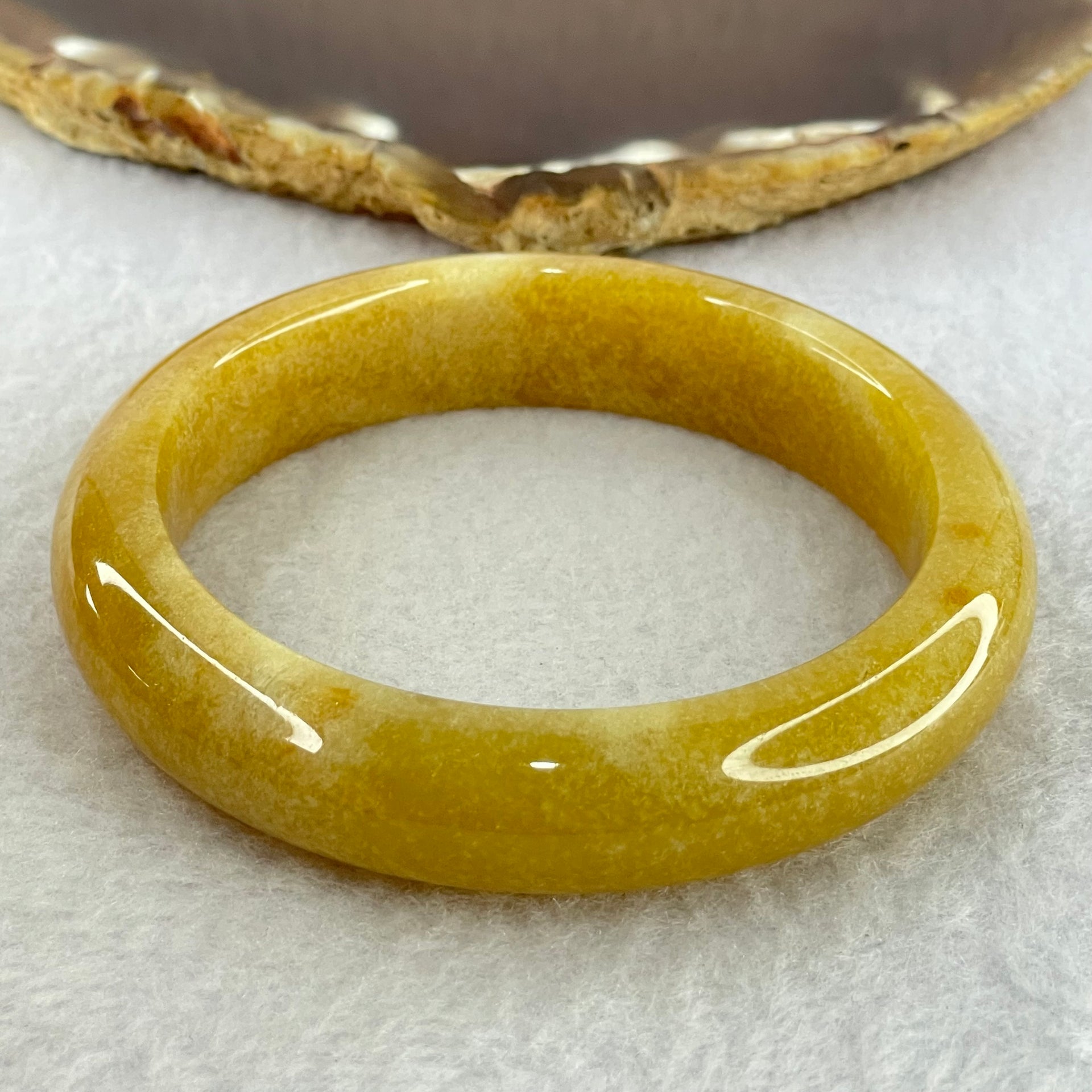 Yellowish Brown Sodium Feldspar Jade Bangle Internal Diameter 58.3mm 58.42g 14.0 by 10.2mm (Close to Perfect) - Huangs Jadeite and Jewelry Pte Ltd