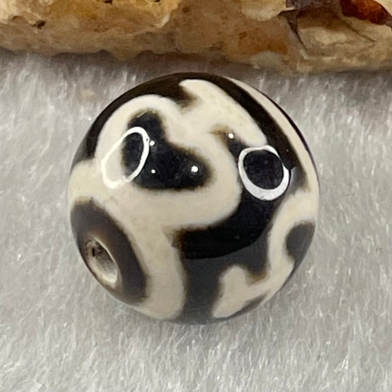 Natural Powerful Tibetan Old Oily Agate 4 Nectar Vessel Dzi Bead Heavenly Master (Tian Zhu) 花蜜容器天珠 1.44g 10.0 by 10.2mm - Huangs Jadeite and Jewelry Pte Ltd