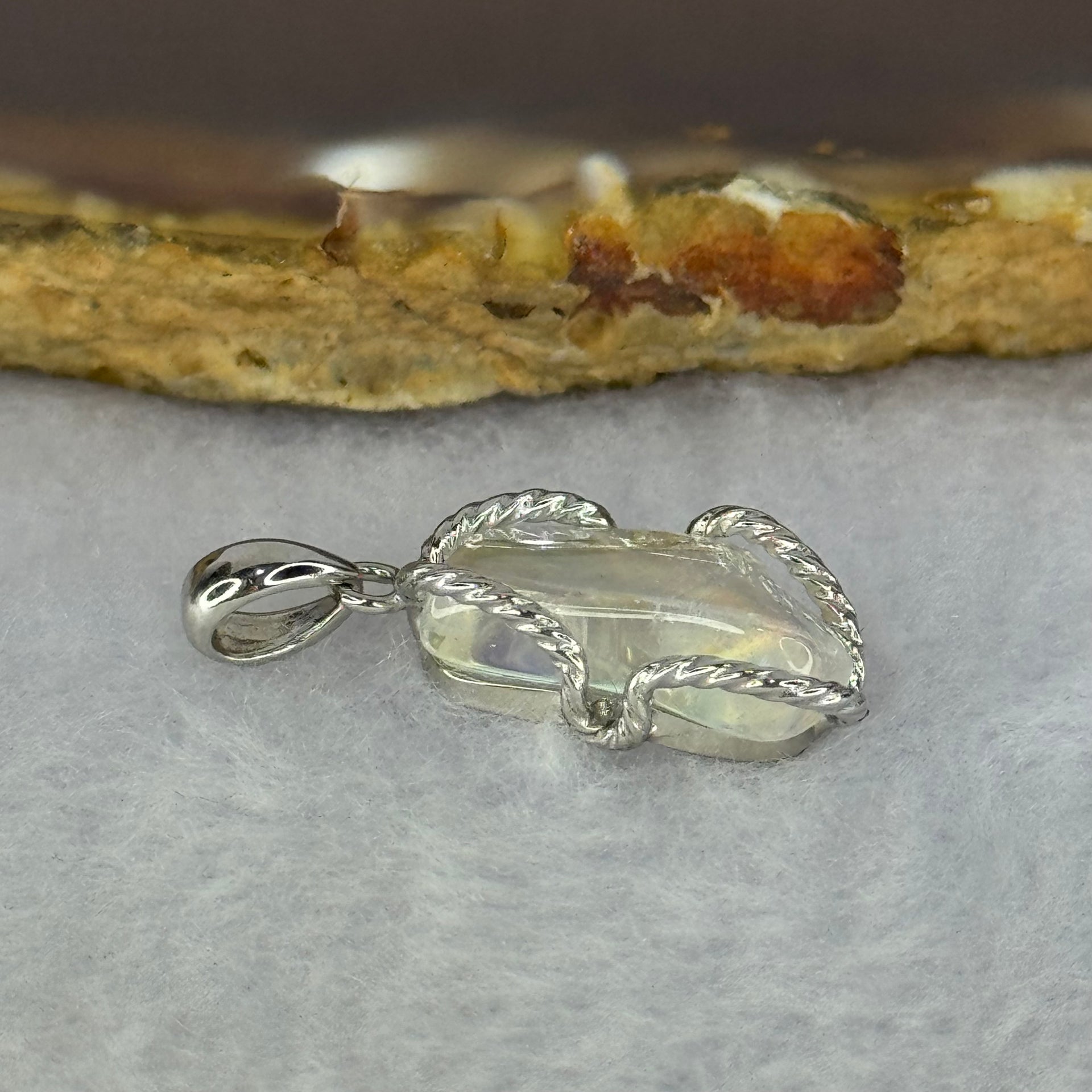 Natural Madagascar Blue Moonstone in S925 Silver Pendant 2.25g 15.5 by 10.0 by 4.1mm - Huangs Jadeite and Jewelry Pte Ltd