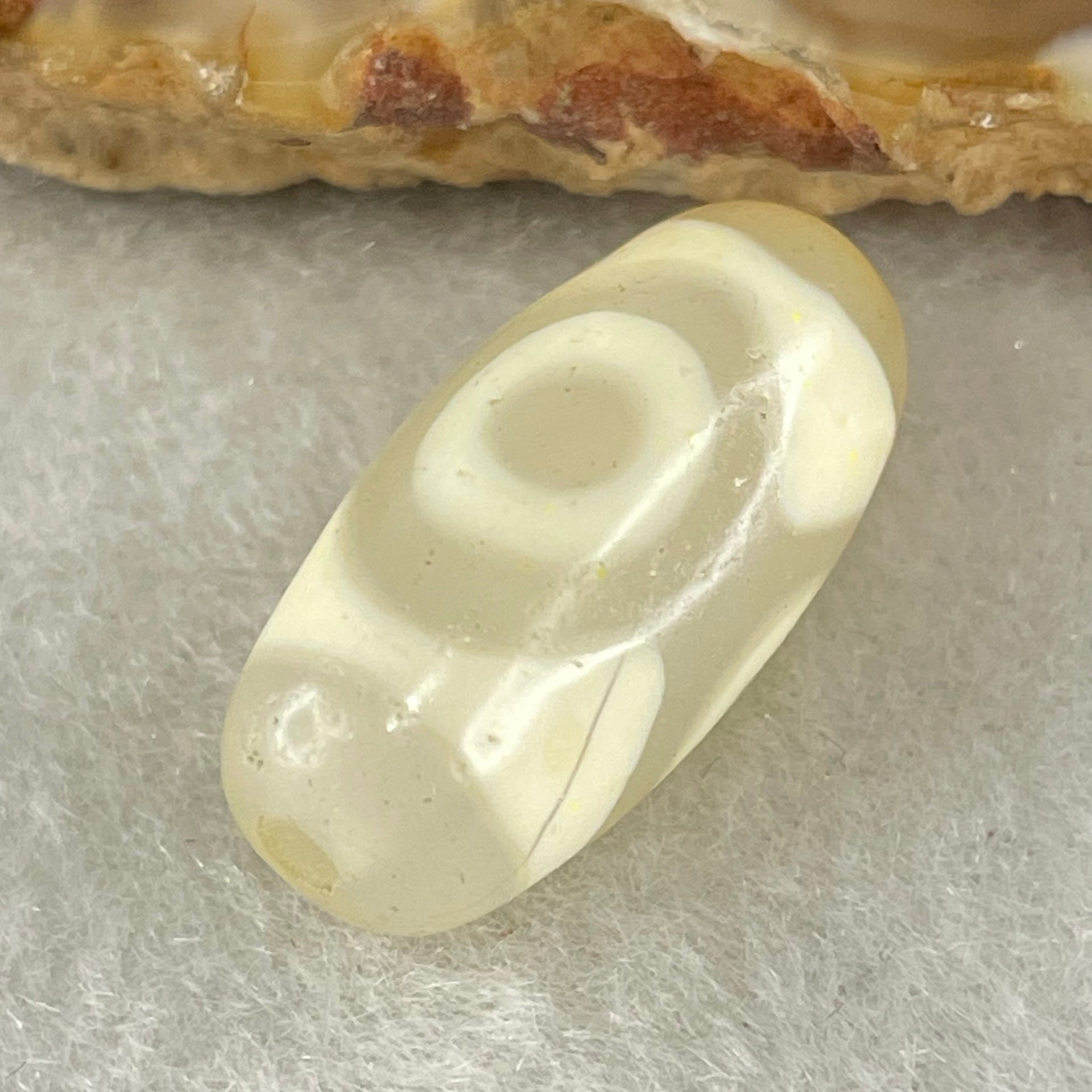 Natural Powerful Tibetan Old Oily Agate 3 Eyes Dzi Bead Heavenly Master (Tian Zhu) 三眼天诛 2.90g 20.5 by 9.8mm - Huangs Jadeite and Jewelry Pte Ltd