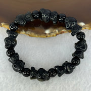 Obsidian Bear 17.5 by 12.8 by 11.7mm 8pcs and Beads 8.3mm 8pcs Charms Bracelet 27.92g 15.5cm - Huangs Jadeite and Jewelry Pte Ltd