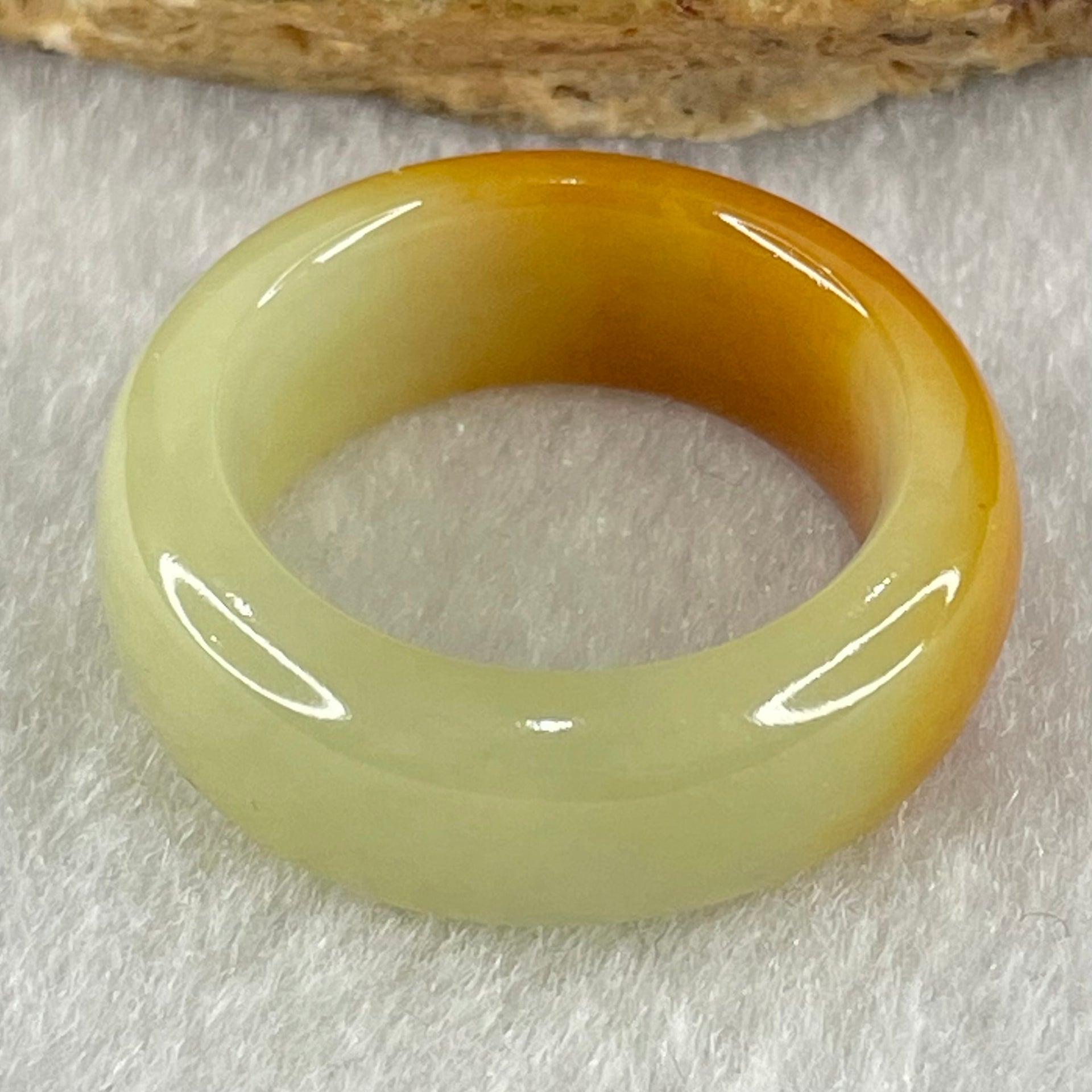 Type A Brownish Yellow and Green Jadeite Ring 6.24g 8.9 by 4.3mm US7.3 HK 16 (Very Slight Internal Line) - Huangs Jadeite and Jewelry Pte Ltd