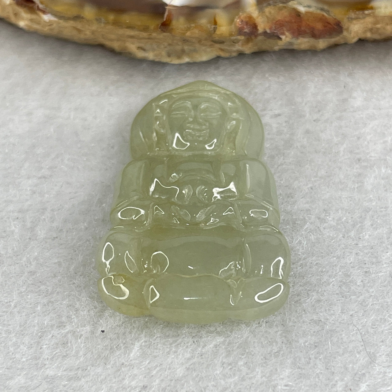 Natural Type A Semi-Icy Light Blueish Green Jadeite Guan Yin Pendant | Petite Goddess of Mercy Amulet (7.29g, 34.5mm)