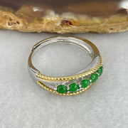 Type A Green Cabochon Jadeite in S925 Sliver Ring (Adjustable Size) 2.82g 2.7 by 1.5mm 5pcs - Huangs Jadeite and Jewelry Pte Ltd