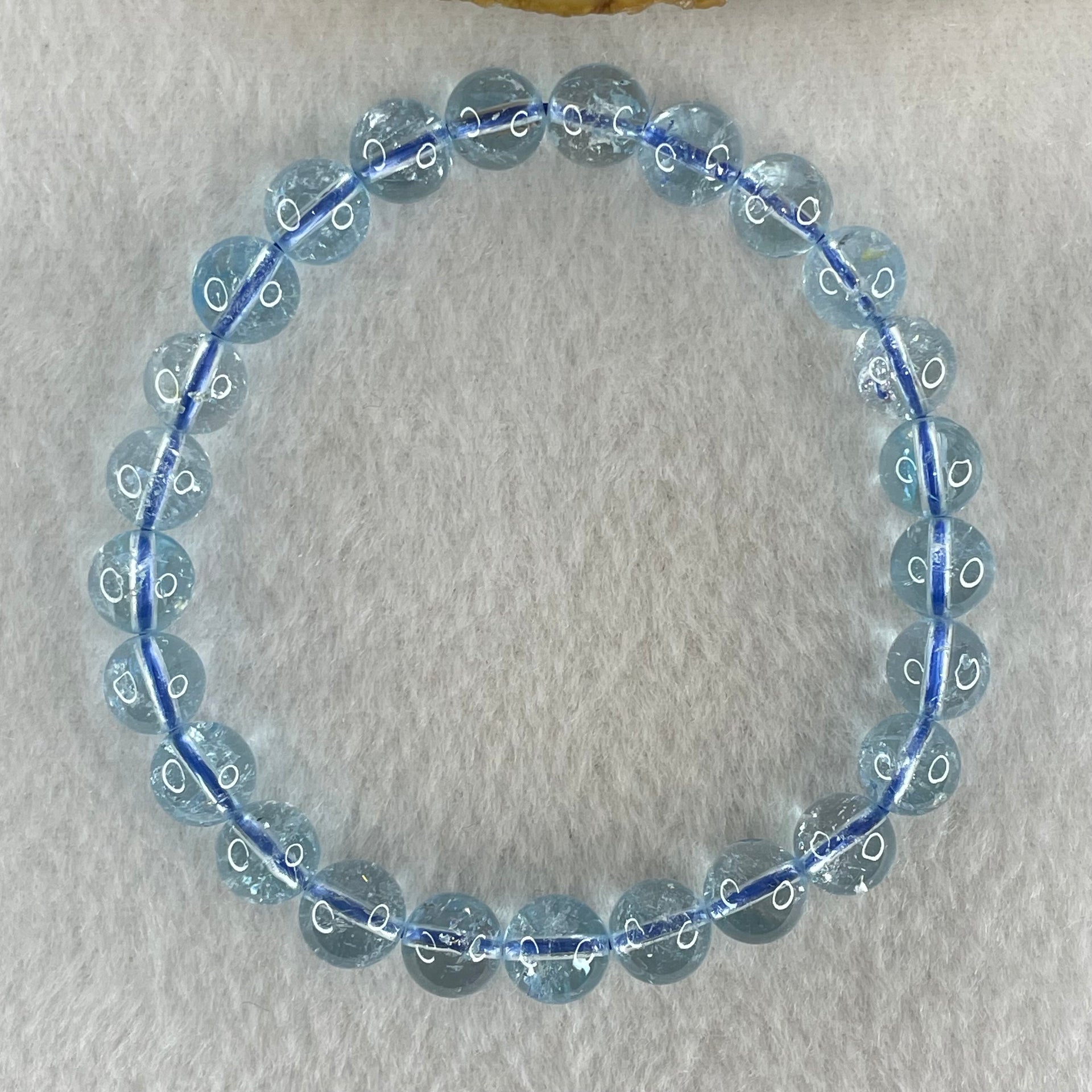Above Average Natural Blue Topaz Beads Bracelet 20.43g 16cm 7.7mm 25 Beads - Huangs Jadeite and Jewelry Pte Ltd