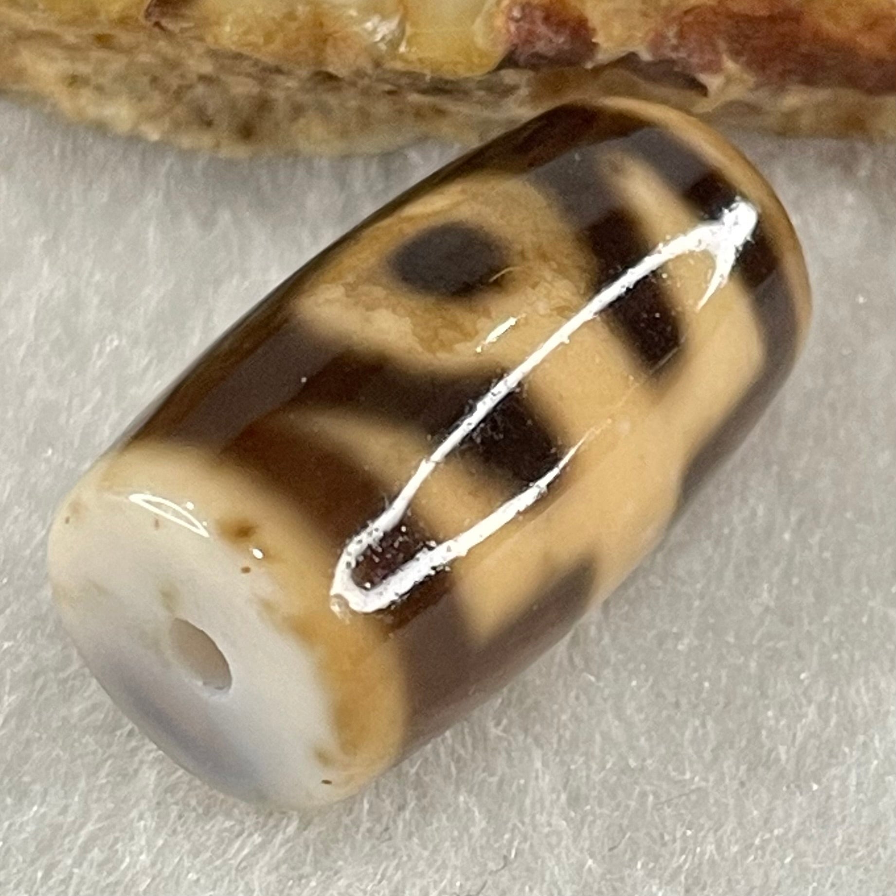 Natural Powerful Tibetan Old Oily Agate Patina Guiren Tairen Human Dzi Bead Totem Amulet Heavenly Master (Tian Zhu) 贵人天诛 4.85g 20.1 by 11.8mm - Huangs Jadeite and Jewelry Pte Ltd