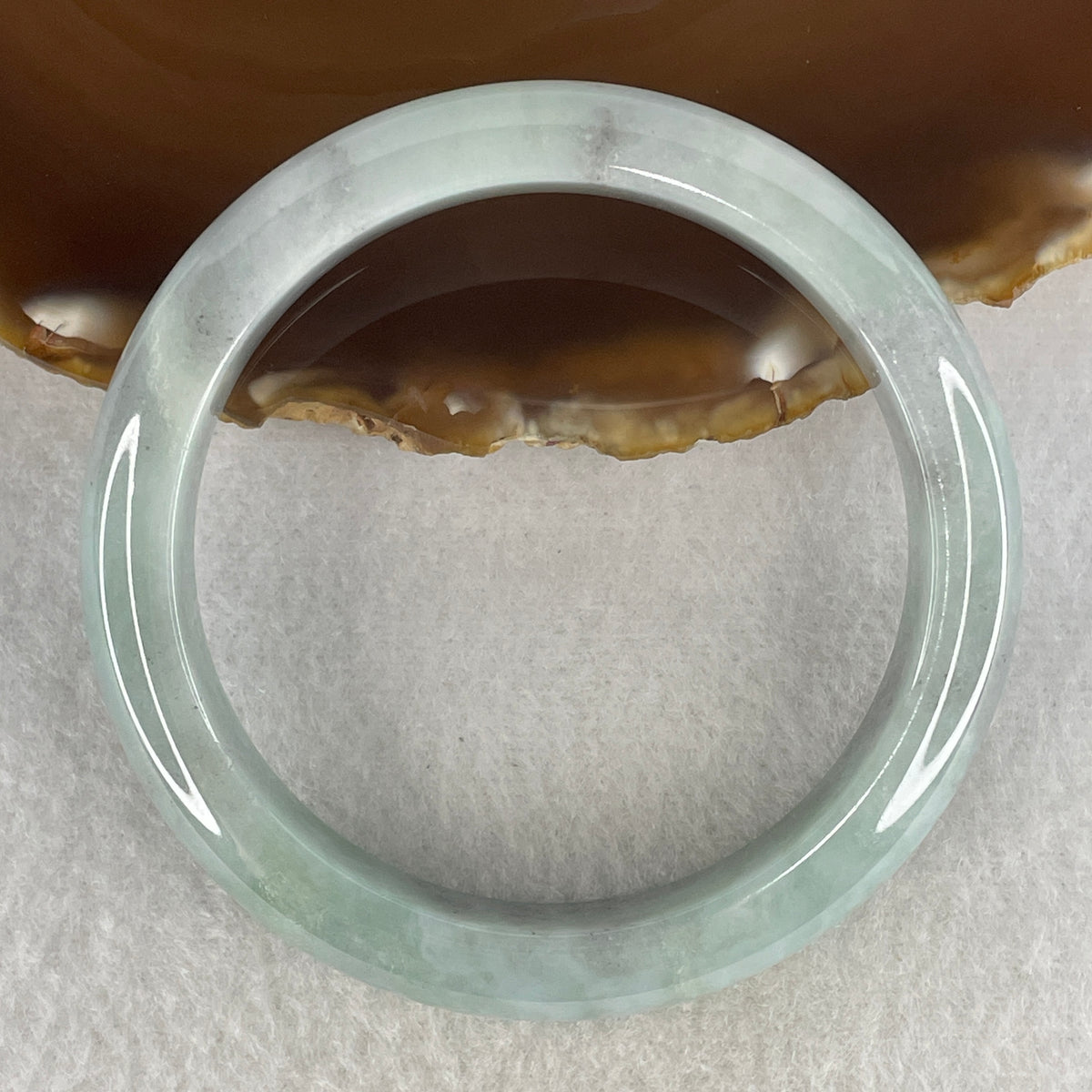Certified Natural Type A Light Green & Wuji Grey Piao Hua Jadeite Bangle | 58.7mm Inner Diameter (58.04g 11.9x8.4mm | Close to Perfect Grade | Yin-Yang Balance & Grounding Shield) - Huangs Jadeite and Jewelry Pte Ltd
