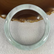 Certified Natural Type A Light Green & Wuji Grey Piao Hua Jadeite Bangle | 58.7mm Inner Diameter (58.04g 11.9x8.4mm | Close to Perfect Grade | Yin-Yang Balance & Grounding Shield) - Huangs Jadeite and Jewelry Pte Ltd