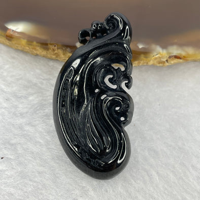 Type A Opaque Black Omphasite Phoenix Pendant / Charm A货墨翠凤凰牌 13.07g 42.8 by 20.7 by 8.8 mm - Huangs Jadeite and Jewelry Pte Ltd