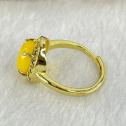 Natural Butterscotch Amber in  S925Sliver Gold Color Ring (Adjustable Size) 2.83g 9.9 by 7.9 by 4.0mm - Huangs Jadeite and Jewelry Pte Ltd