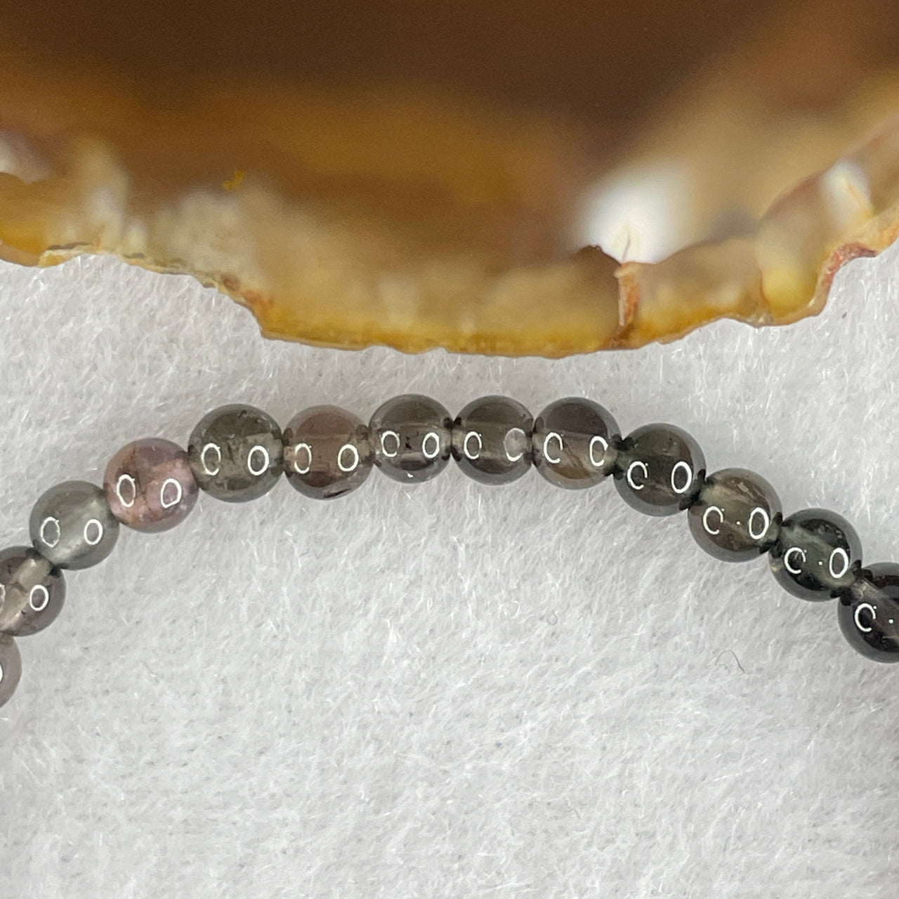 Very Good Grade Natural Purplish Black Tourmaline Crystal Bracelet 4.45g 13.5cm 4.4mm 41Beads