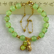 Green Chalcedony Beads and Peanut in Gold Color Bracelet 15.97g 14cm 8.1mm 16 Beads - Huangs Jadeite and Jewelry Pte Ltd