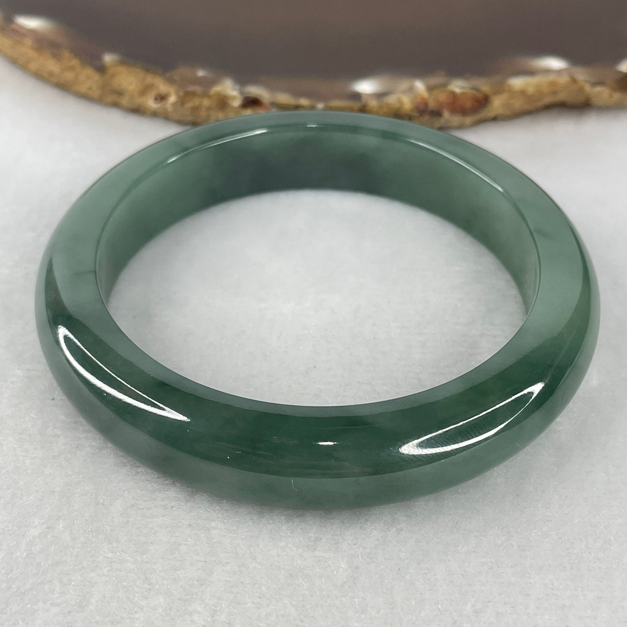 Certified Good Grade Type A Natural Jelly Green Jadeite Bangle | Untreated Fei Cui Round Inner Wrist Bracelet (61.52g | Inner Diameter 57.2mm | 12.4 x 8.8mm)