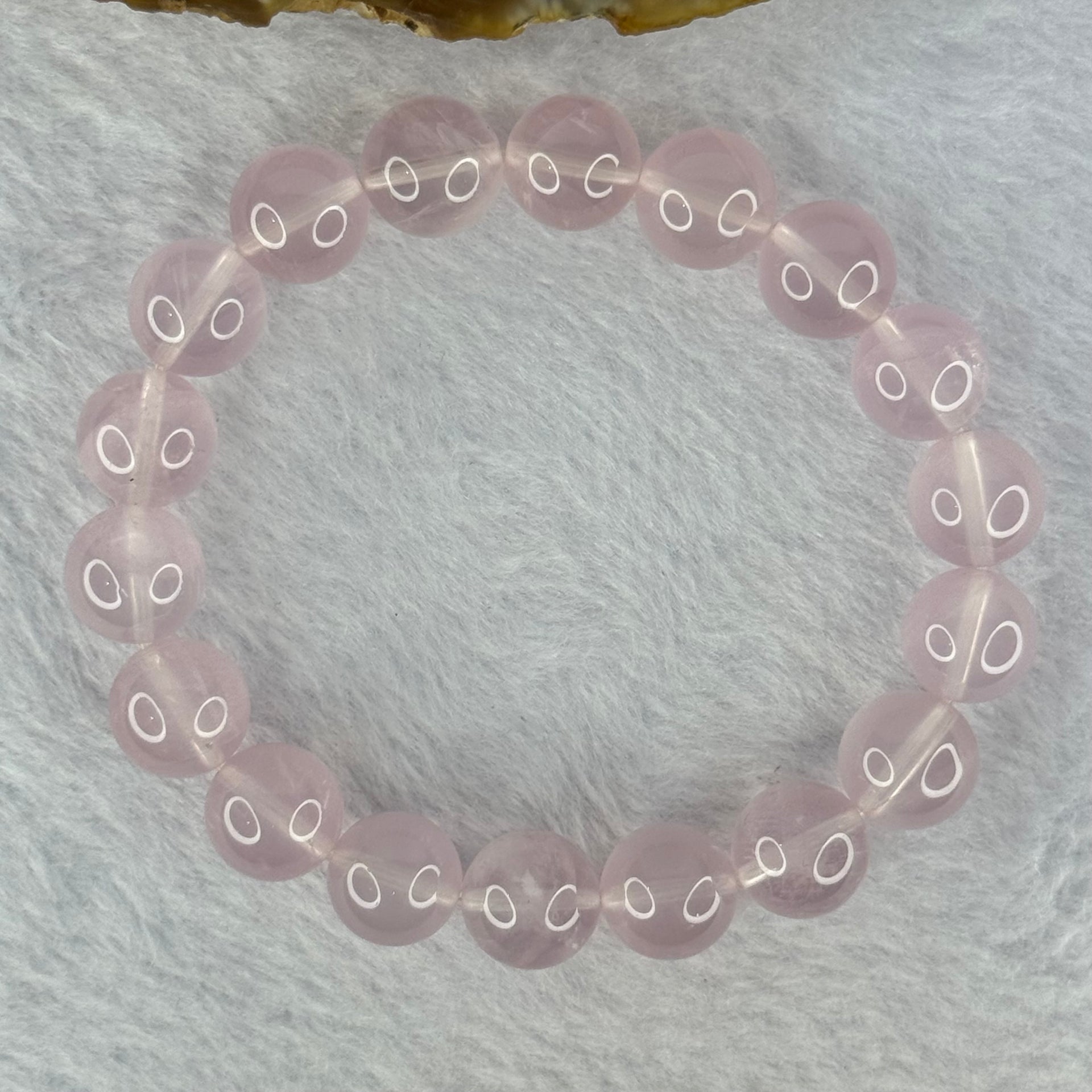 Natural Rose Quartz Beads Bracelet 天然玫瑰石英珠手链 35.21g 17.5cm 11.4mm 18 Beads - Huangs Jadeite and Jewelry Pte Ltd