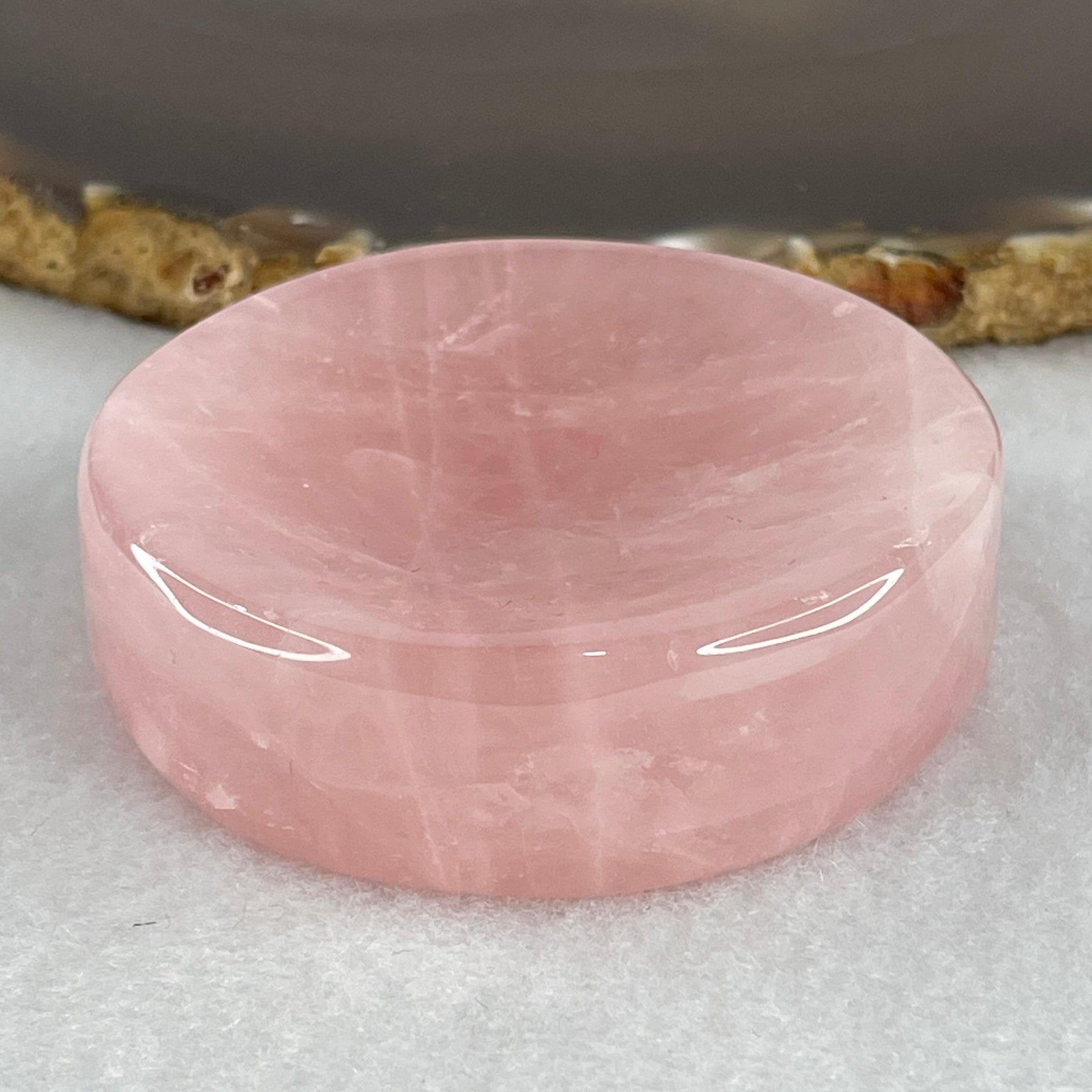 Natural Rose Quartz Plate Display 91.73g 55.3 by 16.4mm - Huangs Jadeite and Jewelry Pte Ltd