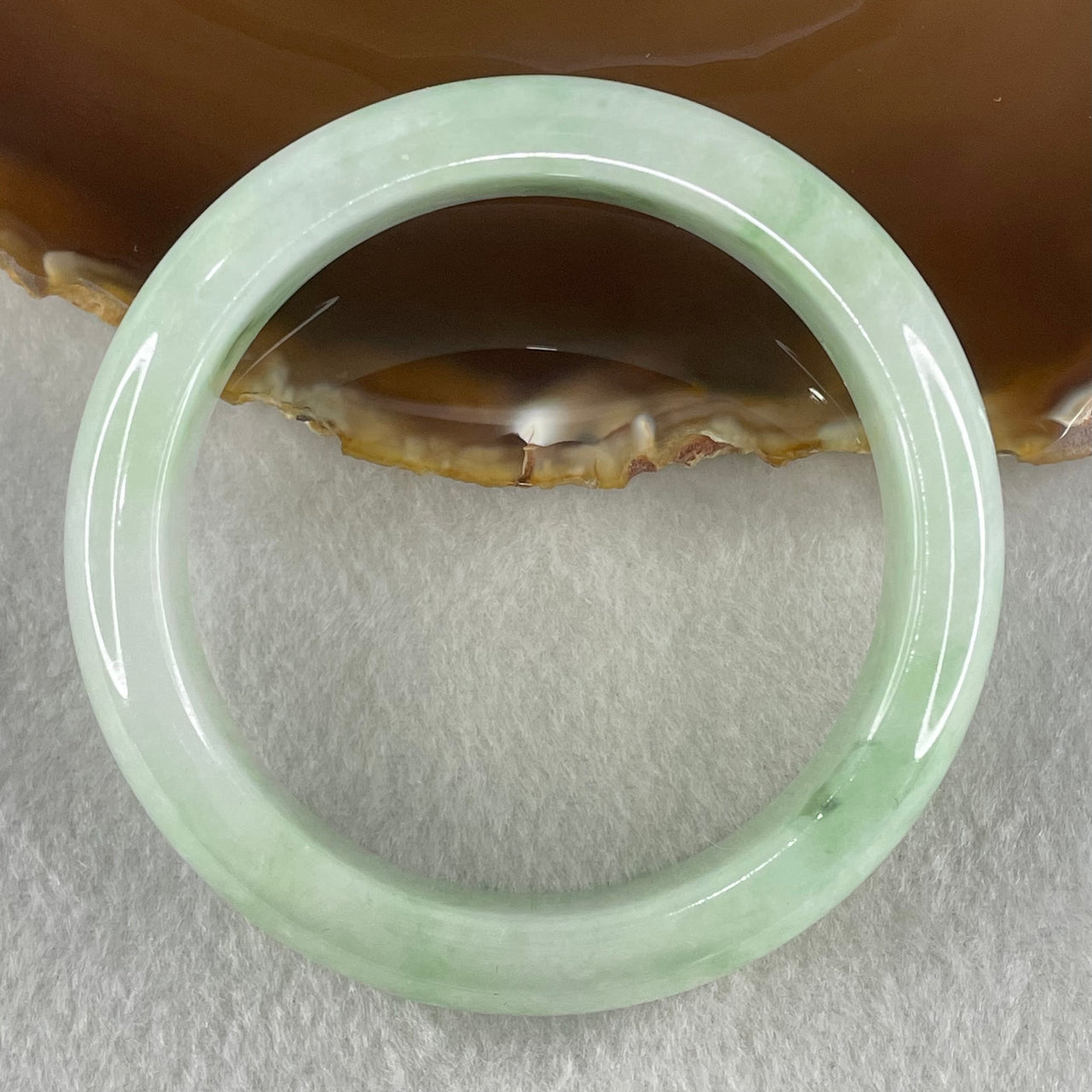 Type A Light Green Faint Lavender with Emerald Green Patches Jadeite Bangle 72.91g Inner Diameter 56.9mm 15.1 by 9.3mm (Very Slight Internal Lines) - Huangs Jadeite and Jewelry Pte Ltd
