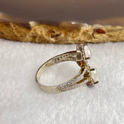 Natural Rainbow Moonstone with Crystals In S925 Sliver Ring (Adjustable Size) 3.10g 6.0 by 5.5 by 3.2mm - Huangs Jadeite and Jewelry Pte Ltd