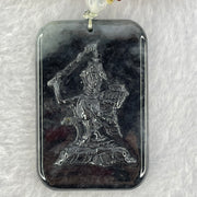 Type A Black Grey Wuji Jadeite Manjushri Bodhisattva Guan Yin Pendent 33.56g 51.5 by 34.1 by 8.9mm - Huangs Jadeite and Jewelry Pte Ltd