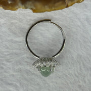 Type A Semi Icy Light Green Jadeite with Crystals in S925 Sliver Ring (Adjustable Size) 2.86g 9.3 by 7.4 by 5.0mm - Huangs Jadeite and Jewelry Pte Ltd