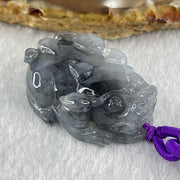 Type A Highly Translucent Wuji Grey Black Jadeite Beads Male Pixiu Charm 15.60g 15.60g 32.2 by 20.8 by 12.3mm - Huangs Jadeite and Jewelry Pte Ltd