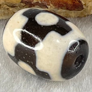 Natural Powerful Tibetan Old Oily Dark Brown With White Agate 3 Eyes Dzi Bead Heavenly Master (Tian Zhu) 三眼天诛 4.73g 17.3 by 13.4mm - Huangs Jadeite and Jewelry Pte Ltd