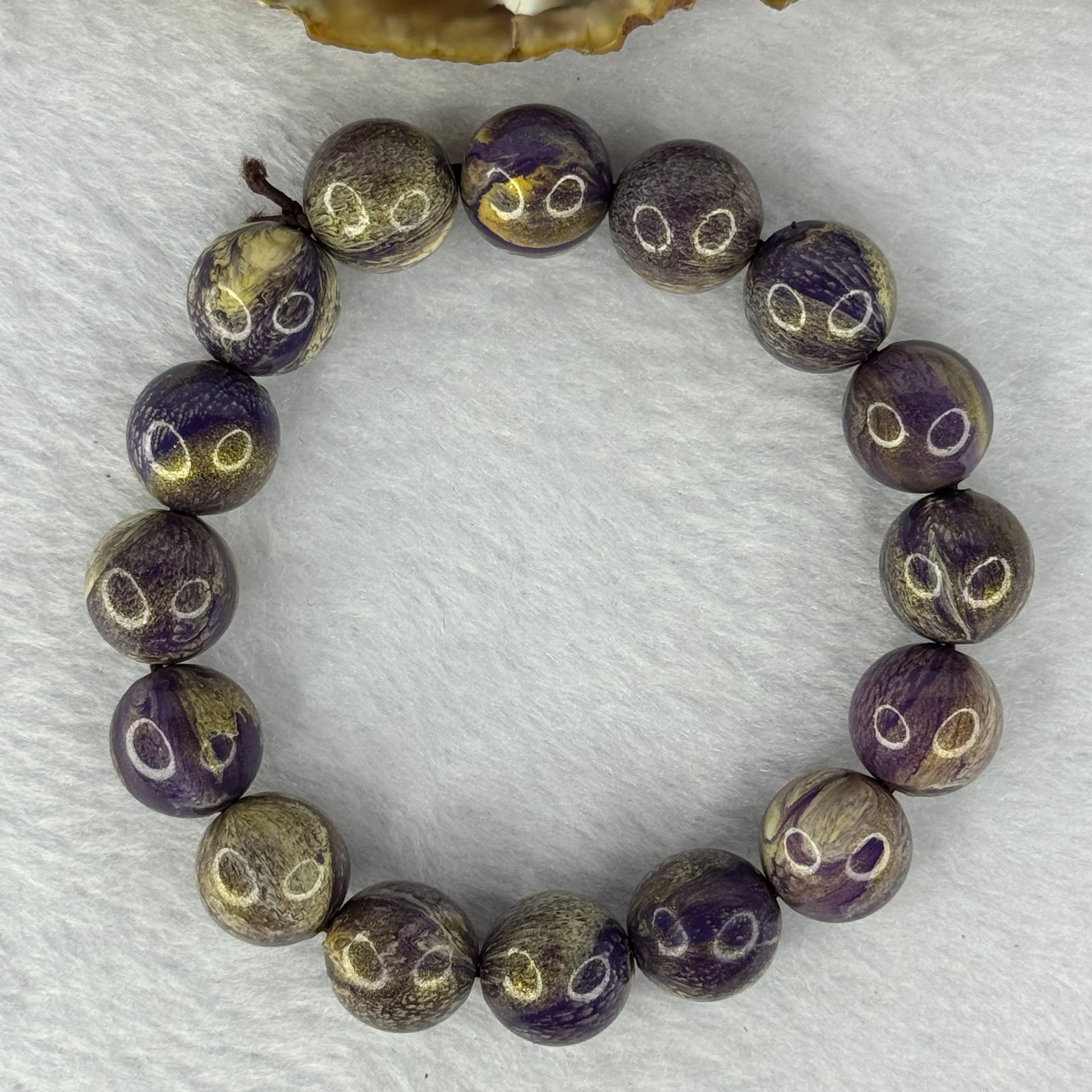 Painted Wood Bracelet 19.29g 12.3 mm 16 Beads - Huangs Jadeite and Jewelry Pte Ltd