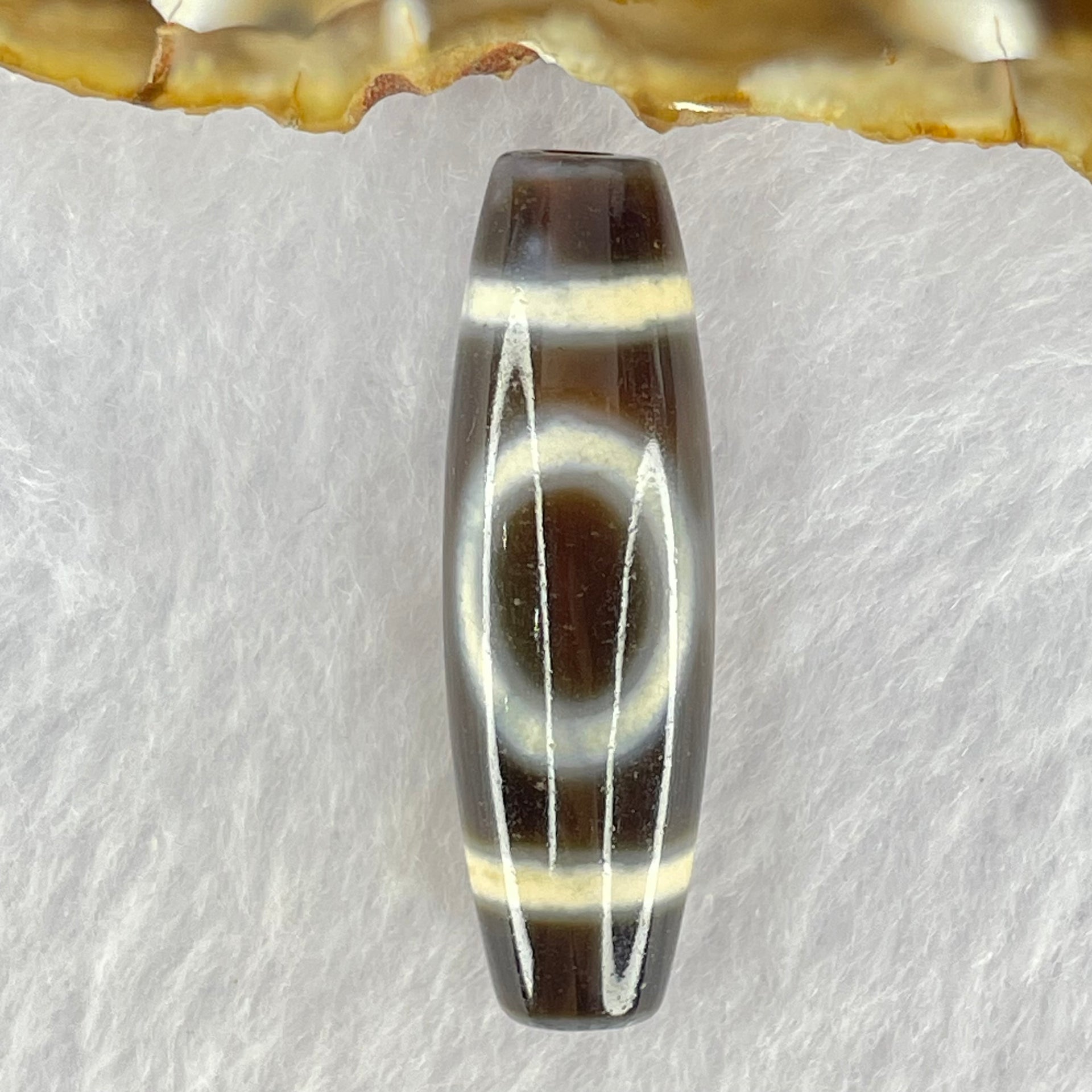 Natural Powerful Tibetan Old Oily Agate 1 Eye With Swastika Dzi Bead (Hotu Dzi) 7.76g 37.9 by 11.9mm - Huangs Jadeite and Jewelry Pte Ltd