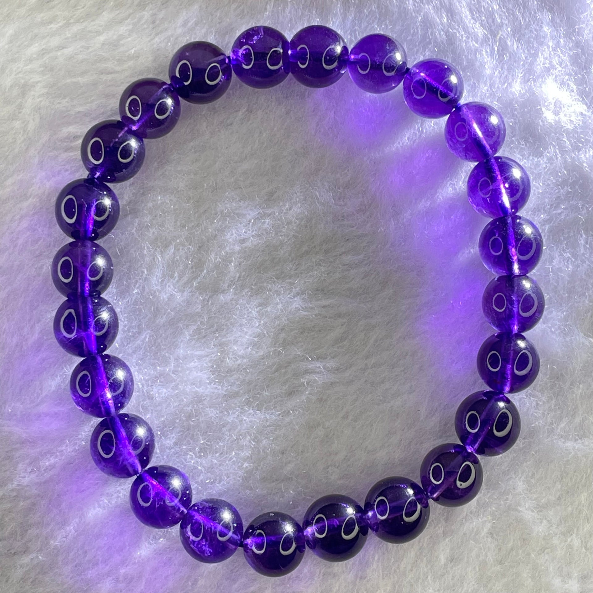 Very Good Grade Natural Amethyst Bracelet 18.19g 16cm 8.4mm 24 Beads - Huangs Jadeite and Jewelry Pte Ltd