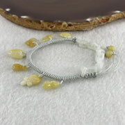 Natural Type A Yellowish Jadeite Money Bag Hulu Fu Butterfly in String Bracelet 8.79g 16-20cm 12.7 by 8.8 by 6.9mm - Huangs Jadeite and Jewelry Pte Ltd