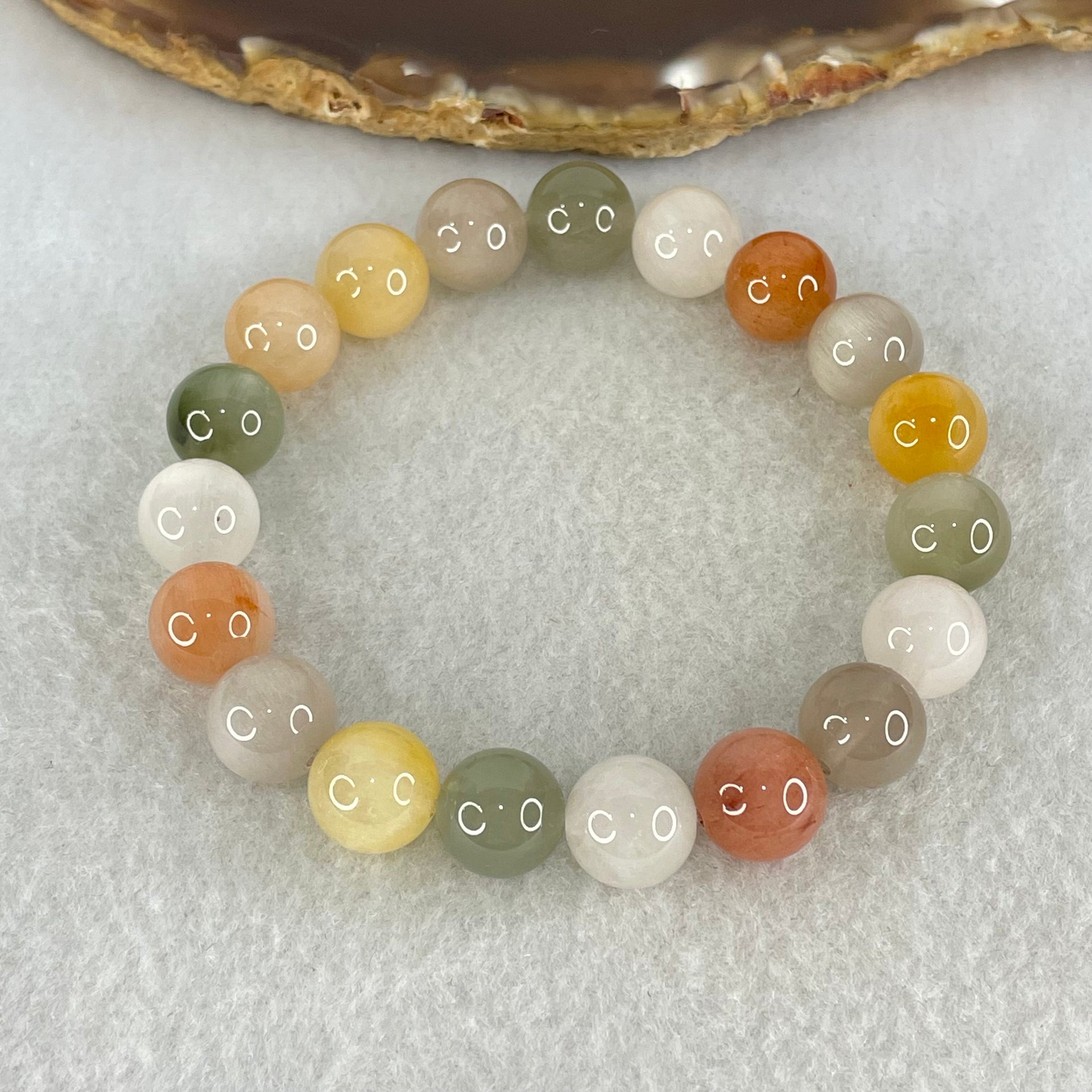 Above Average Grade Natural Muti Colour Rabbit Hair Rutilated Quartz Beads Bracelet 31.30g 17cm 10.8mm 19 Beads - Huangs Jadeite and Jewelry Pte Ltd