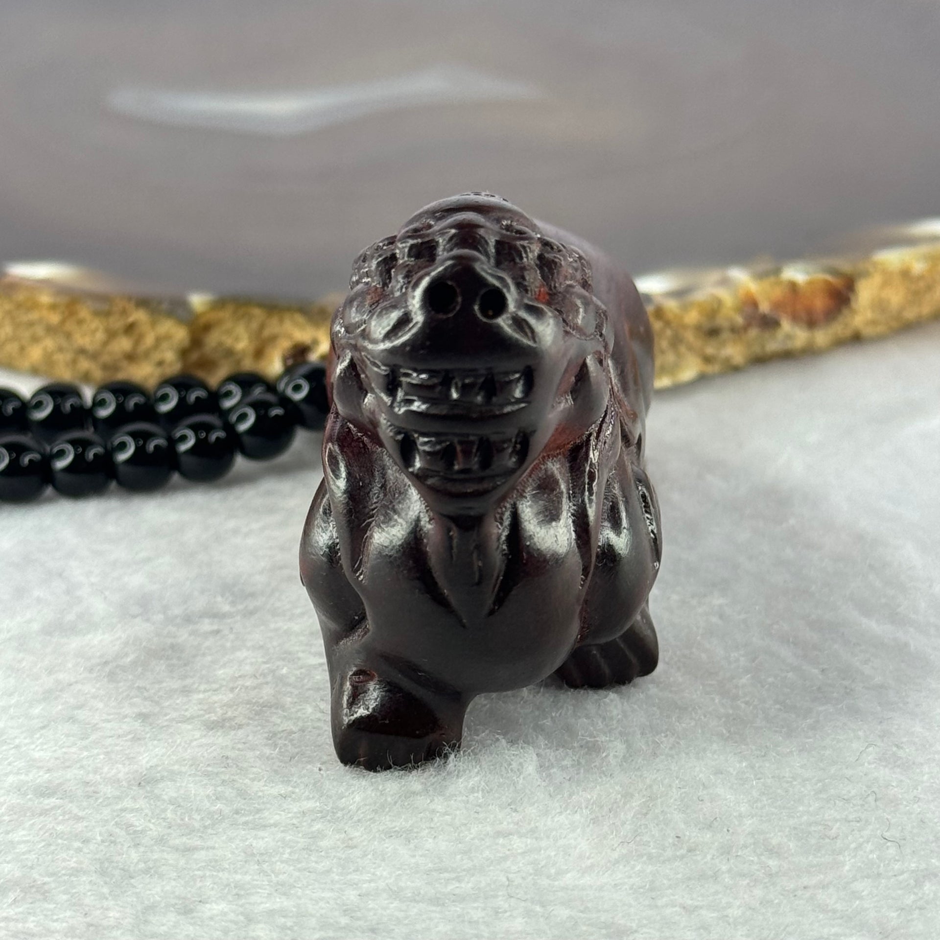 Natural African Rosewood Pixiu Handplay 天然非洲紫檀貔貅手把件 57.66g 64.1 by 27.4 by 43.4mm - Huangs Jadeite and Jewelry Pte Ltd