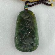 Grand Master Type Green with Brownish Yellow Jadeite Shan Shui with Gui Ren Pendant 112.63g 80.3 by 46.8 by 13.0mm - Huangs Jadeite and Jewelry Pte Ltd