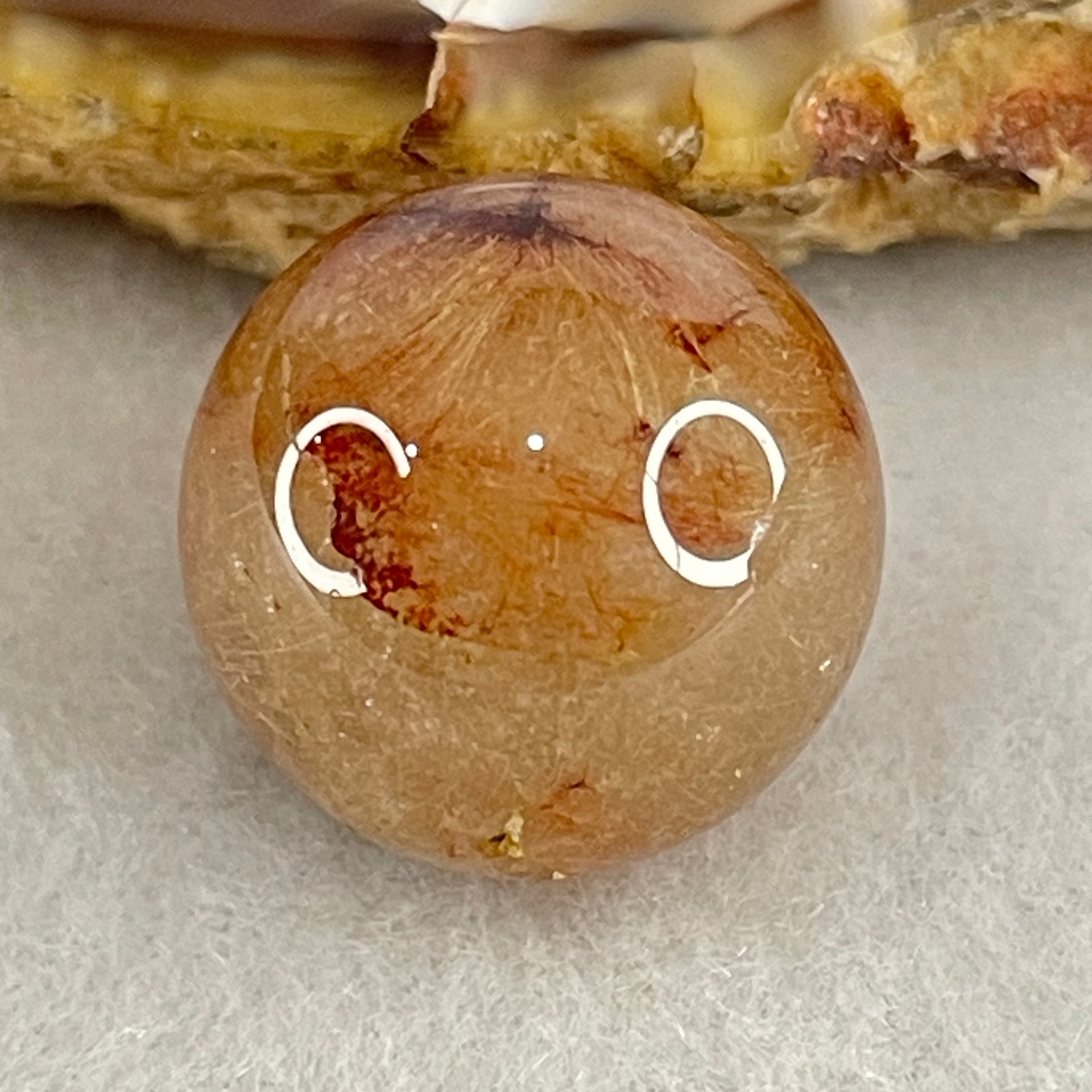 Average Grade Natural Copper Rutilated Quartz Sphere Ball 5.31g 15.6mm - Huangs Jadeite and Jewelry Pte Ltd