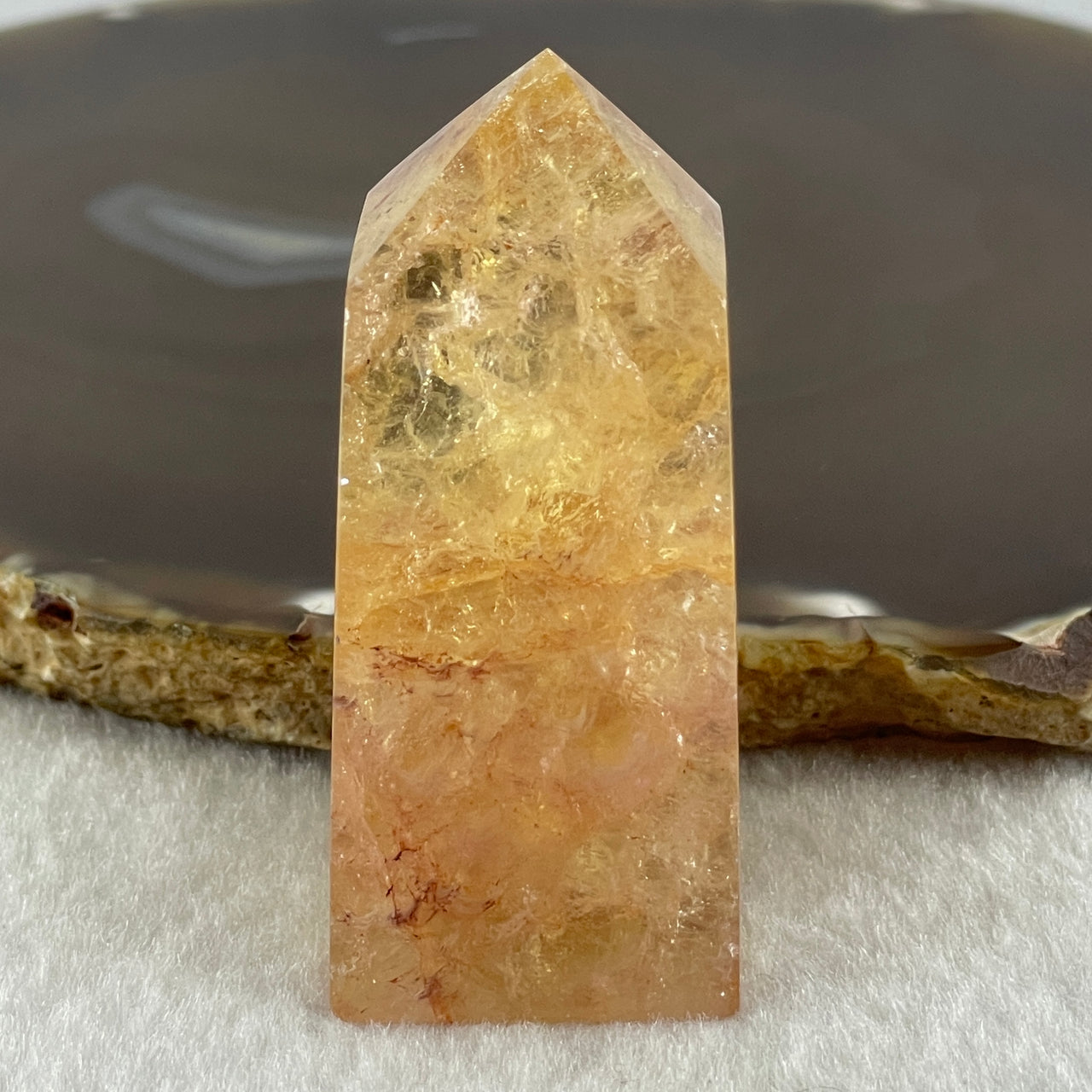 Natural Orange Ferruginous Quartz Crystal Tower Display 72.37g 24.1 by 23.2 by 56.0mm - Huangs Jadeite and Jewelry Pte Ltd