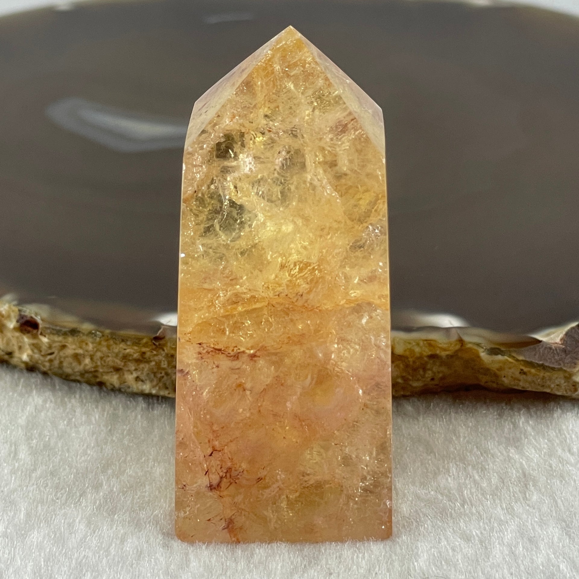 Natural Orange Ferruginous Quartz Crystal Tower Display 72.37g 24.1 by 23.2 by 56.0mm - Huangs Jadeite and Jewelry Pte Ltd