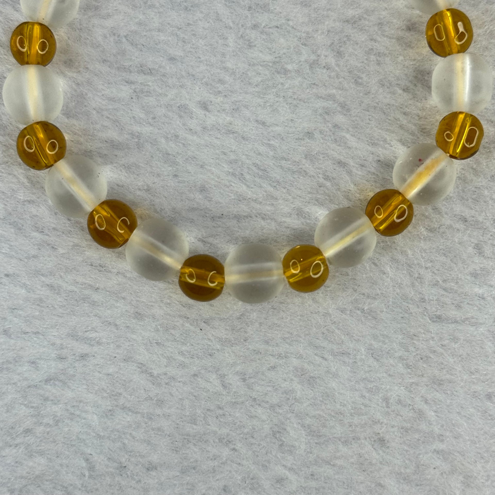 Amazon frosted crystal bracelet glass bead bracelet 亚马逊磨砂水晶手串玻璃珠手链 12.72g 8.1 by. 6.1 mm 26 Beads - Huangs Jadeite and Jewelry Pte Ltd