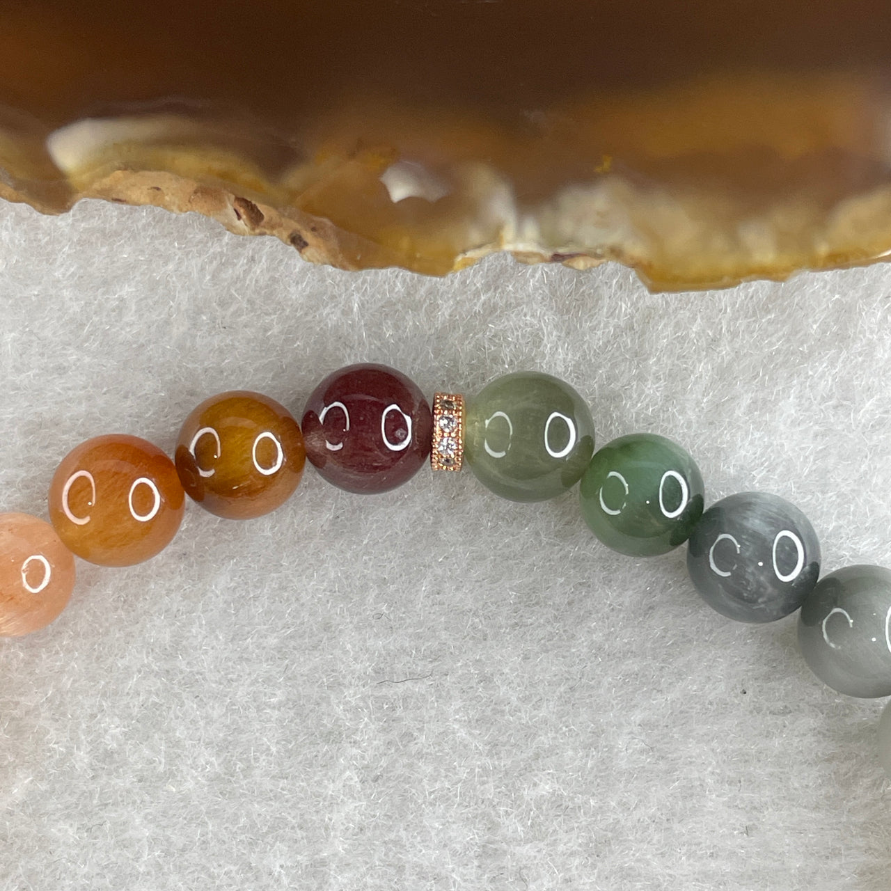 Good Grade Natural Muti Color Rabbit Hair Rutilated Quartz Beads Bracelet 11.15g 15.5cm 6.9mm 27 Beads - Huangs Jadeite and Jewelry Pte Ltd