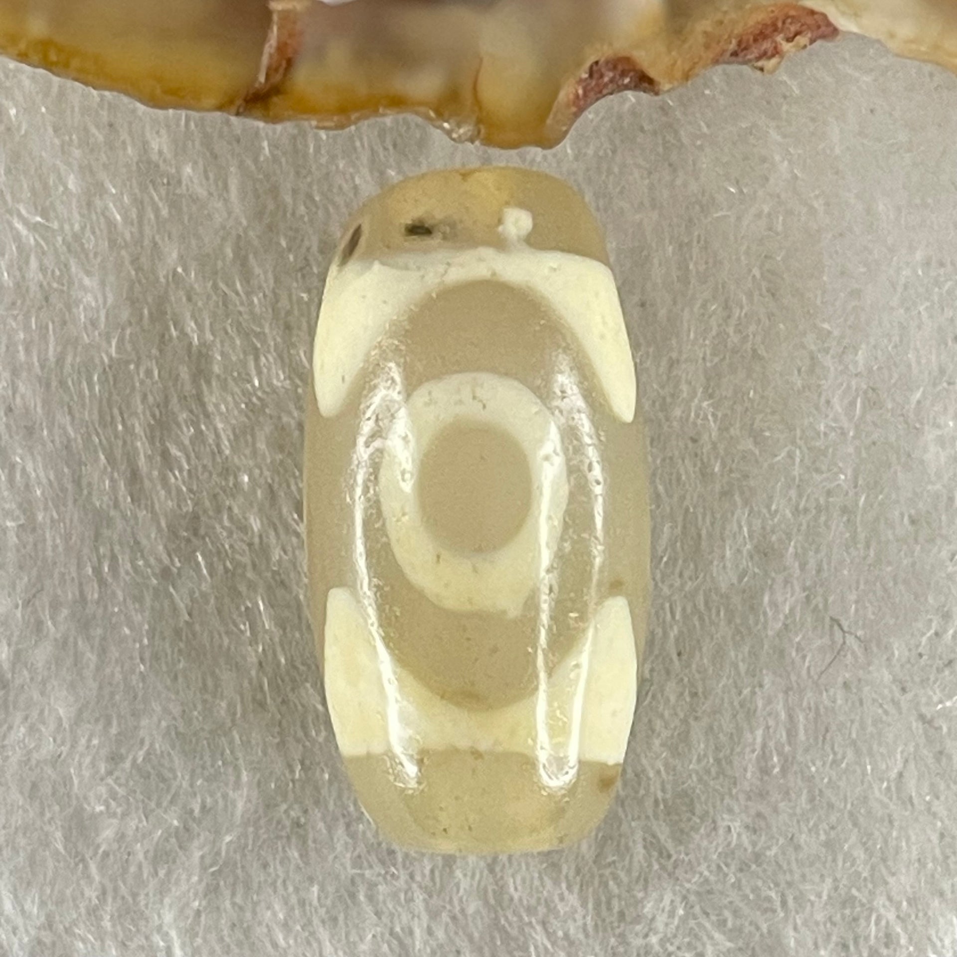 Natural Powerful Tibetan Old Oily Agate 3 Eyes Dzi Bead Heavenly Master (Tian Zhu) 三眼天诛 3.05g 20.0 by 10.1mm - Huangs Jadeite and Jewelry Pte Ltd