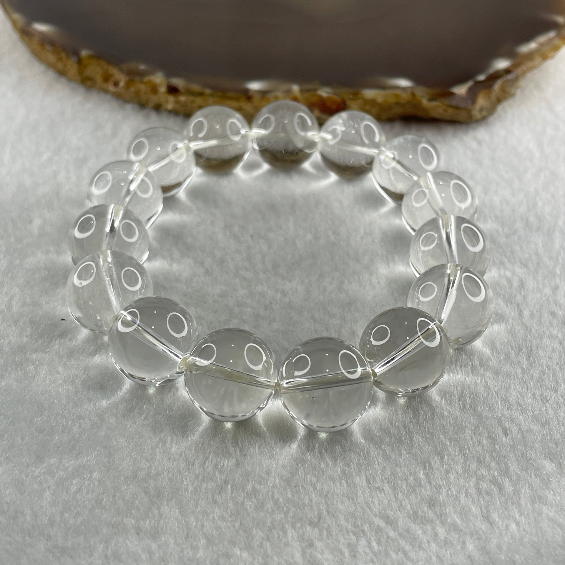 Natural Clear Quartz Beads Bracelet 60.96g 16cm 14.4mm 15 Beads - Huangs Jadeite and Jewelry Pte Ltd