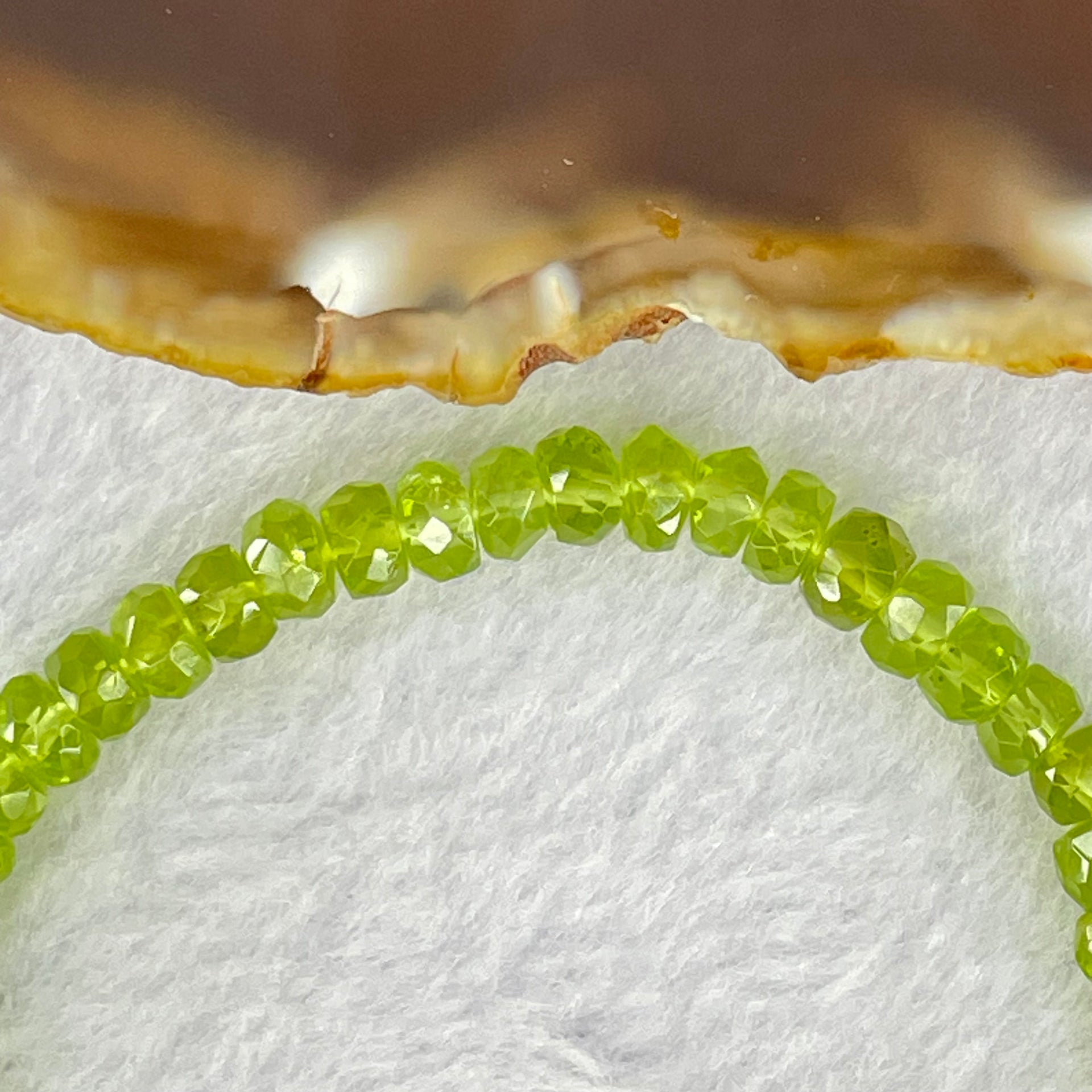 Natural Faceted Peridot Beads Bracelet 天然绿橄榄石手链 10.40g 16cm 5.6mm 56 Beads - Huangs Jadeite and Jewelry Pte Ltd