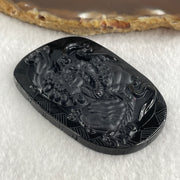 Type A Opaque to Partial Translucent Black Omphacite Jadeite Pixiu Pendant 23.77g 63.4 by 40.9 by 8.3mm - Huangs Jadeite and Jewelry Pte Ltd