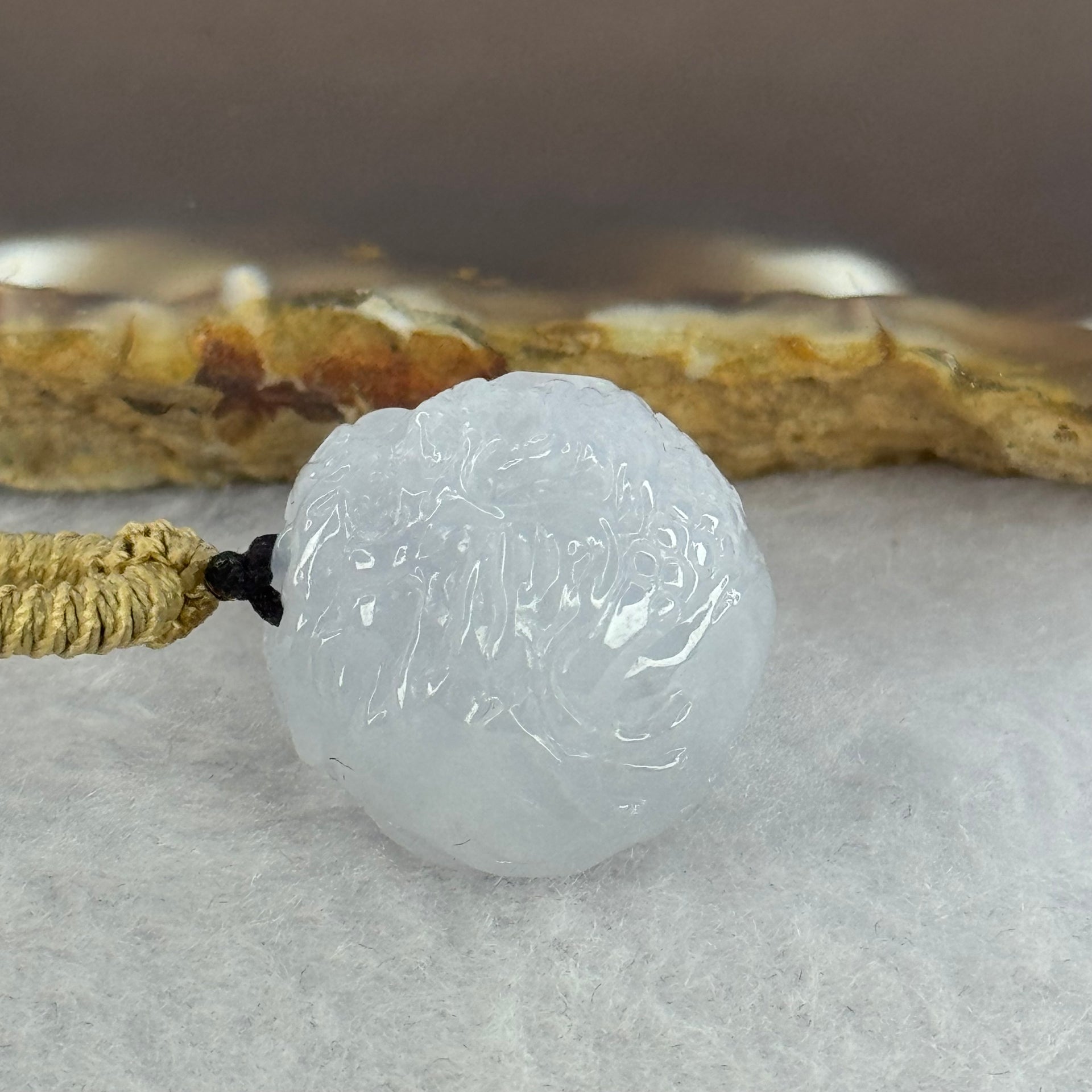 Type A Faint Lavender Jadeite Dragon Ball Pendant 13.34g 19.2 by 18.9mm - Huangs Jadeite and Jewelry Pte Ltd