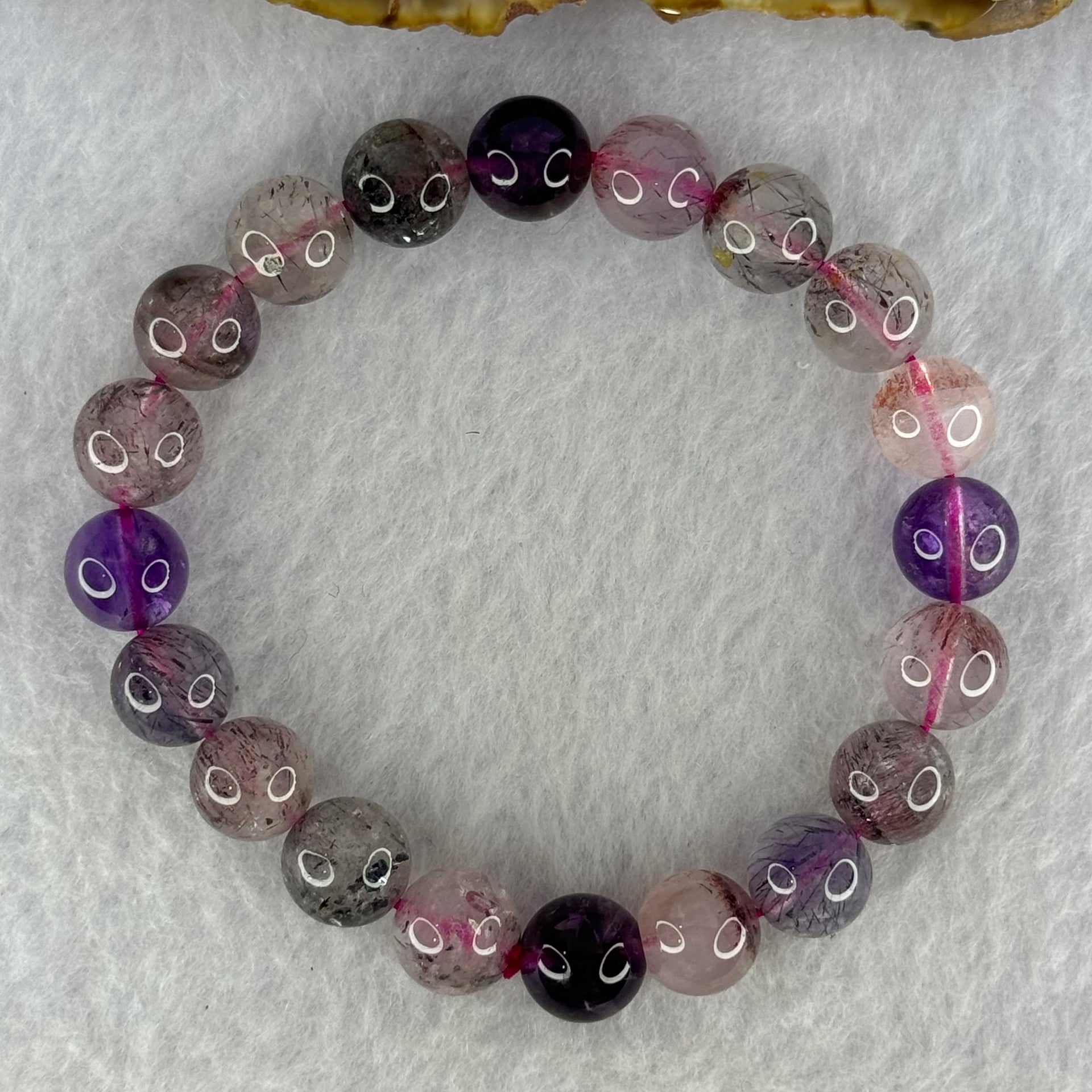 Natural Super 7 Beads Bracelet 25.69g 16.5cm 10.0mm 20 Beads - Huangs Jadeite and Jewelry Pte Ltd