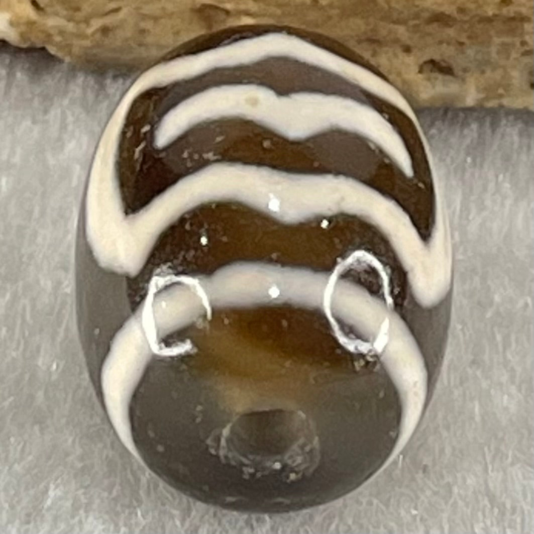 Natural Powerful Tibetan Old Oily Agate Double Garuda Dzi Bead Heavenly Master (Tian Zhu) 虎呀天诛 4.15g 17.5 by 12.6mm - Huangs Jadeite and Jewelry Pte Ltd