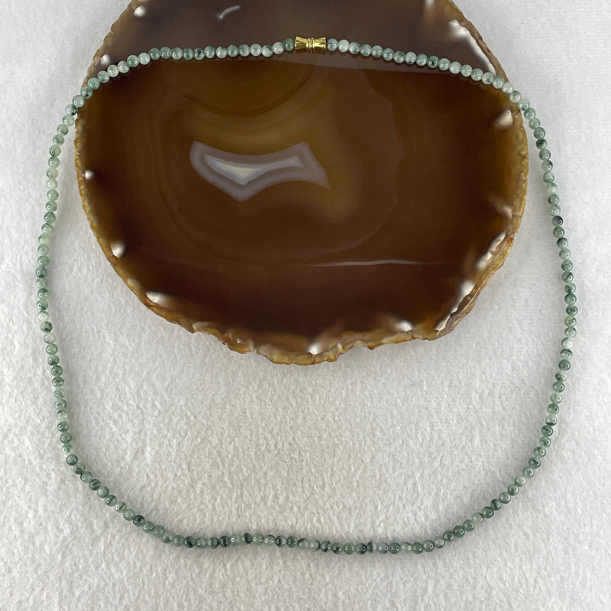 Natural Type A Light Green & Blueish Green Piao Hua Jadeite Beads Necklace | (19.05g | 58cm Length | 4.2mm x 151 Beads | Heart & Throat Chakra Synergy, Strategic Wisdom & Feng Shui Prosperity Catalyst)
