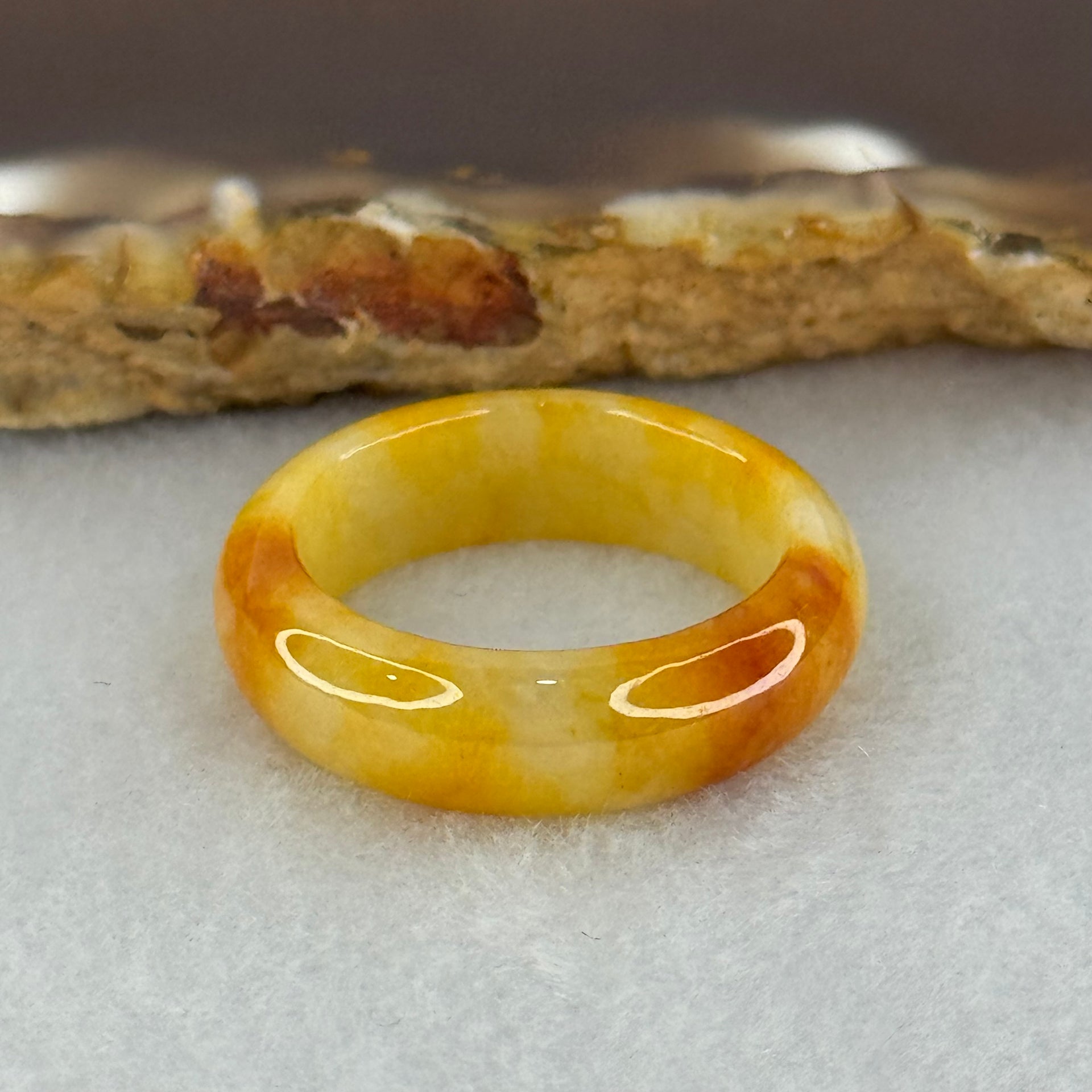 Type A Yellow Red Jadeite Ring 3.45g 6.3 by 3.3mm US 7.3 HK 16.2 (Burned with Very Slight Internal Lines) - Huangs Jadeite and Jewelry Pte Ltd